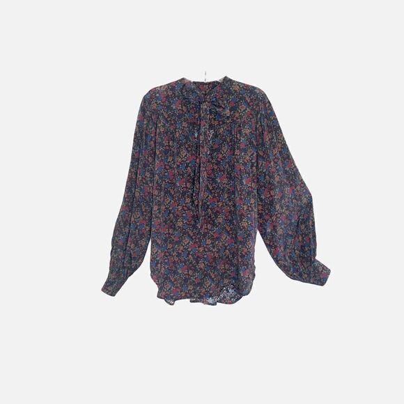 Polo Ralph Lauren Multicolor Fall Floral Print Tie Neck Shirt Blouse Size Small - Picture 7 of 15